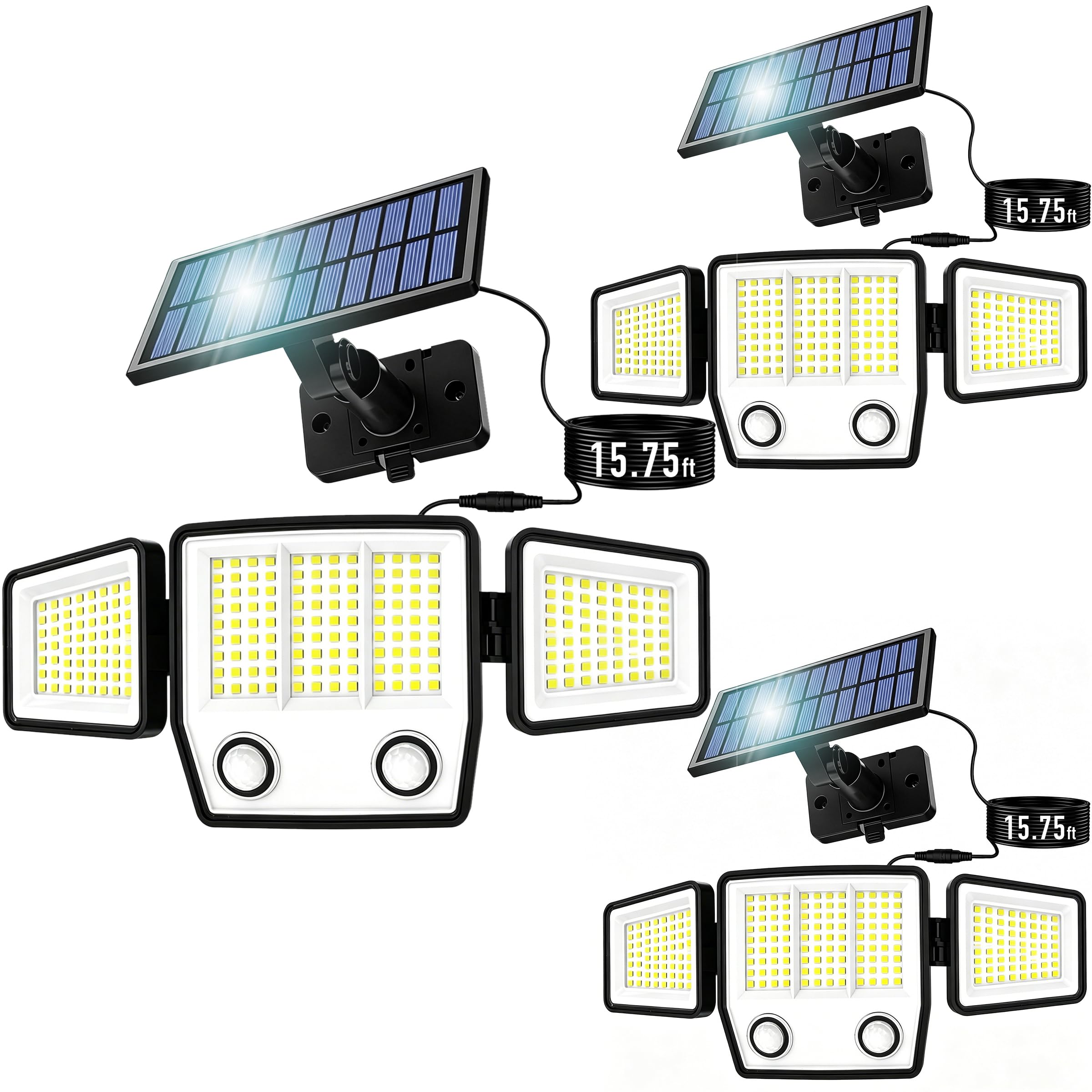 VENSSTNOR Solar Lights Outdoor Garden with 5M Cable - 3000LM Solar Security Lights Outdoor Motion Sensor, IP65 Waterproof Solar Flood Lights Outdoor for Garden Driveway Path