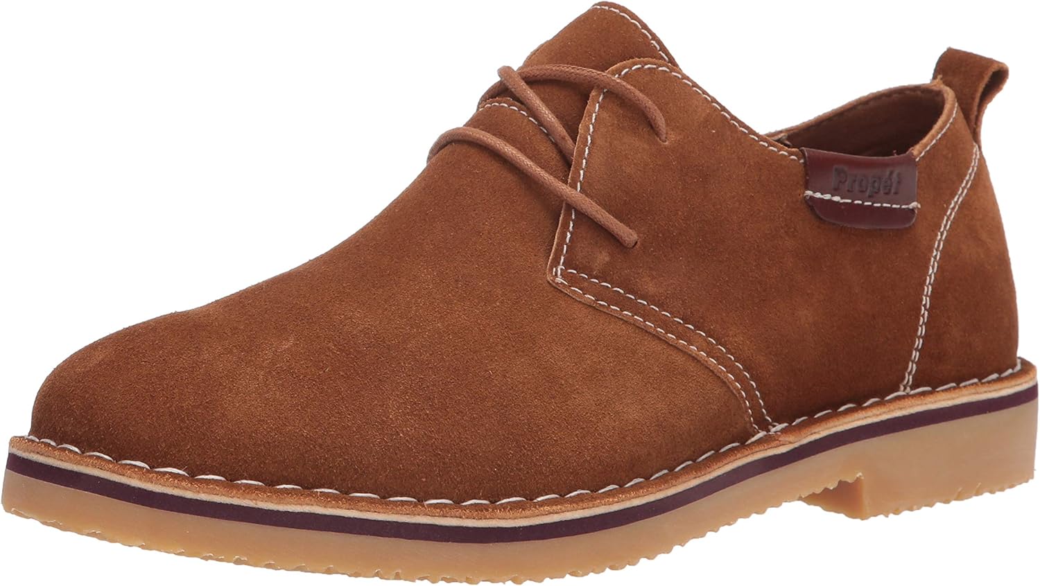 Propét Men's Finn Oxford, Plain Toe - Suede Shoes, Tan, 10 Medium US