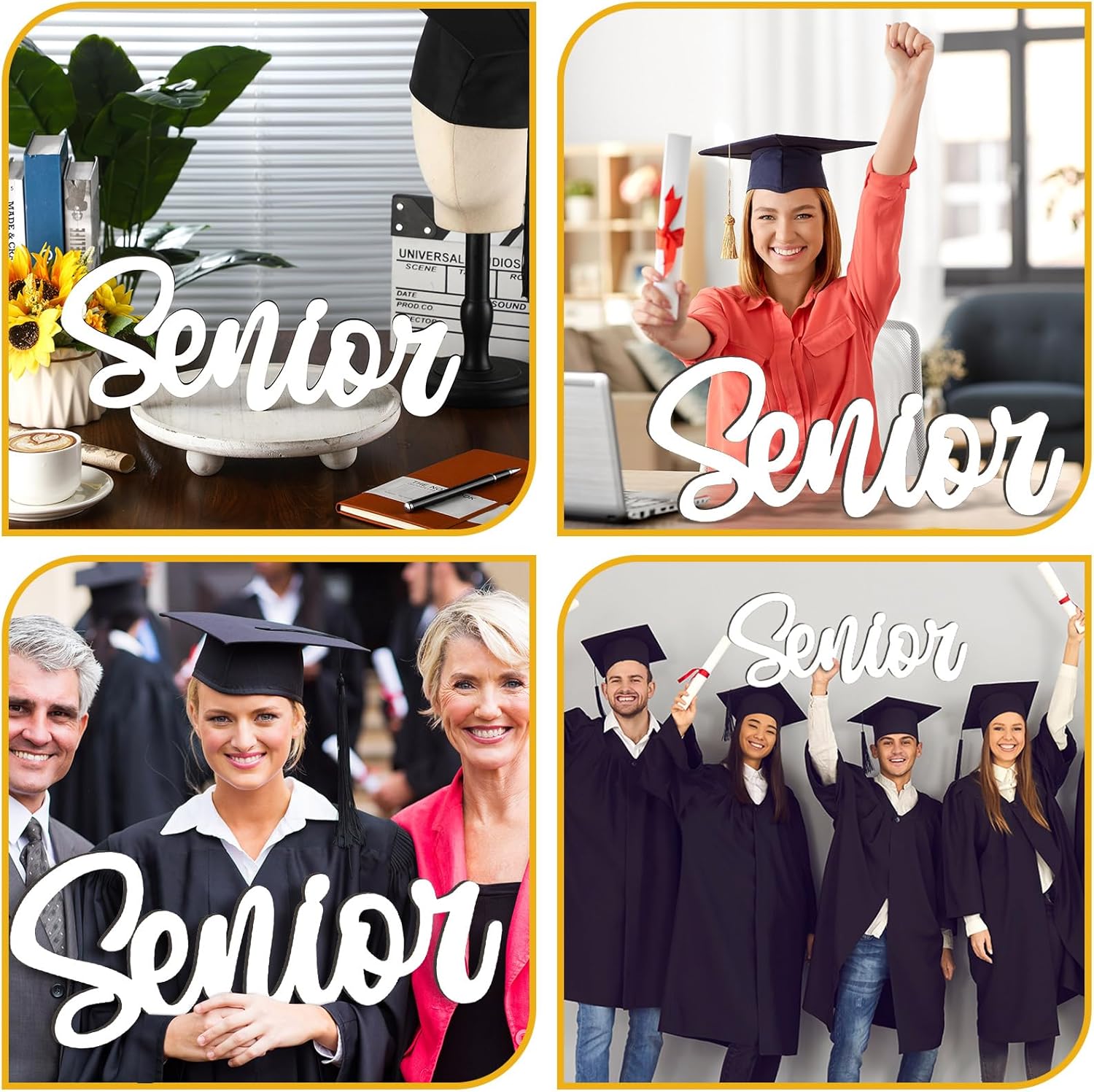 Yousoontic Graduation Party Decoration Senior Wooden Photo Prop Sign Graduation Photo Booth Sign Senior Picture Prop Wood Cutout 2026 Decoration for Graduate Party Favor Supplies(White)