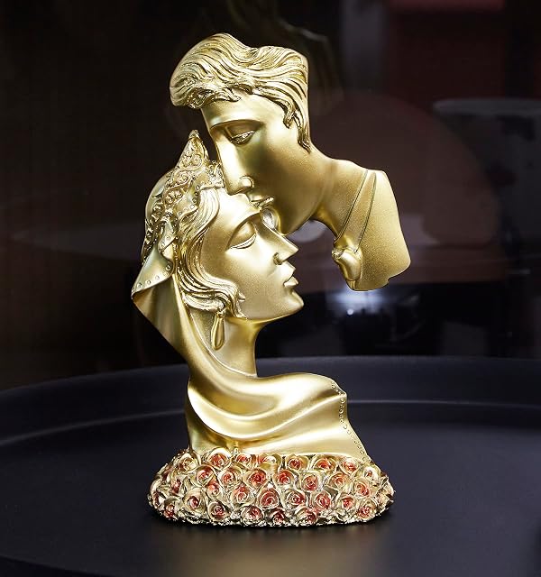 Eachave Wedding Anniversary Couple Figurines, Couple Statue Creative Kiss Sculpture Abstract Art Couple Sculpture, Resin Statue Used for Home Decoration, Gift.(Rose)