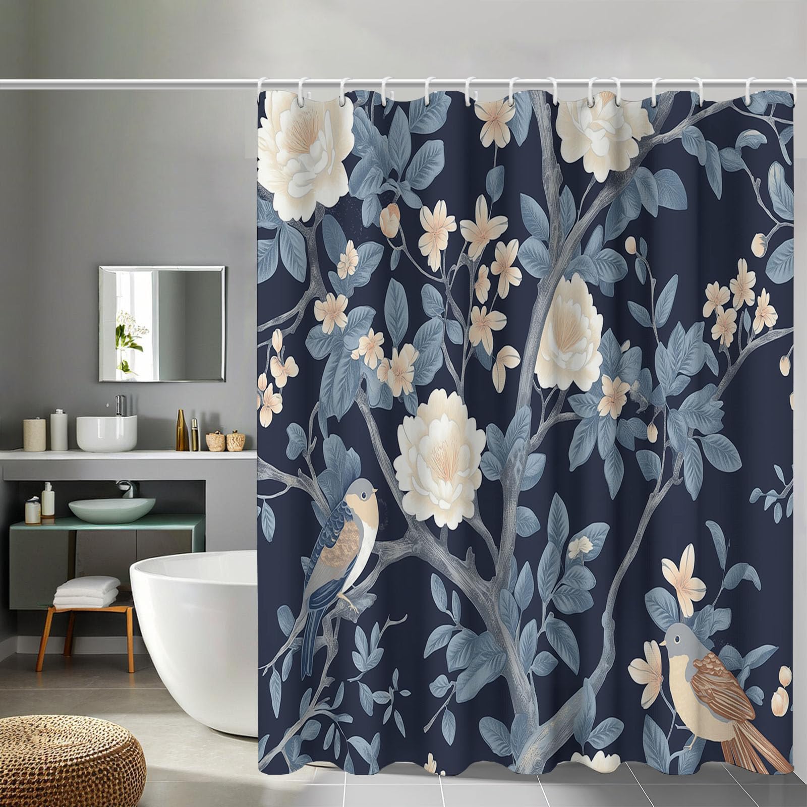 Rideau de douche anti éclaboussures imperméable pivoine 180 x 200 cm