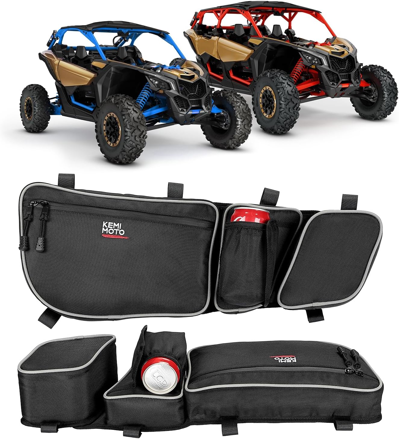 KEMIMOTO X3 Door Bags, Storage Bag with Cup Holder Removable Knee Pad, Compatible with Can-Am Maverick X3 Front Upper Door 2017-2024 All Models, Pack of 2 KEMIMOTO X3 Door Bags, Storage Bag with Cup Holder Removable Knee Pad, Compatible with Can-Am Maverick X3 Front Upper Door 2017-2024 All Models, Pack of 2
