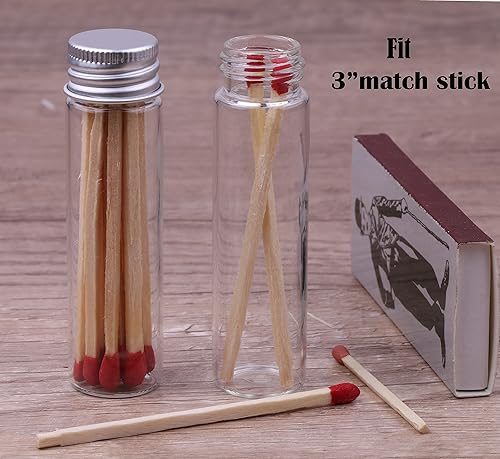 Miniatura 5 de MaxMau 24 Glass Small Bottles 20ml Mini Jars with Screwed Metal Lids Clear Tiny Vials Aluminium Top Caps Sealed Storing Jewelry Beads Miniature