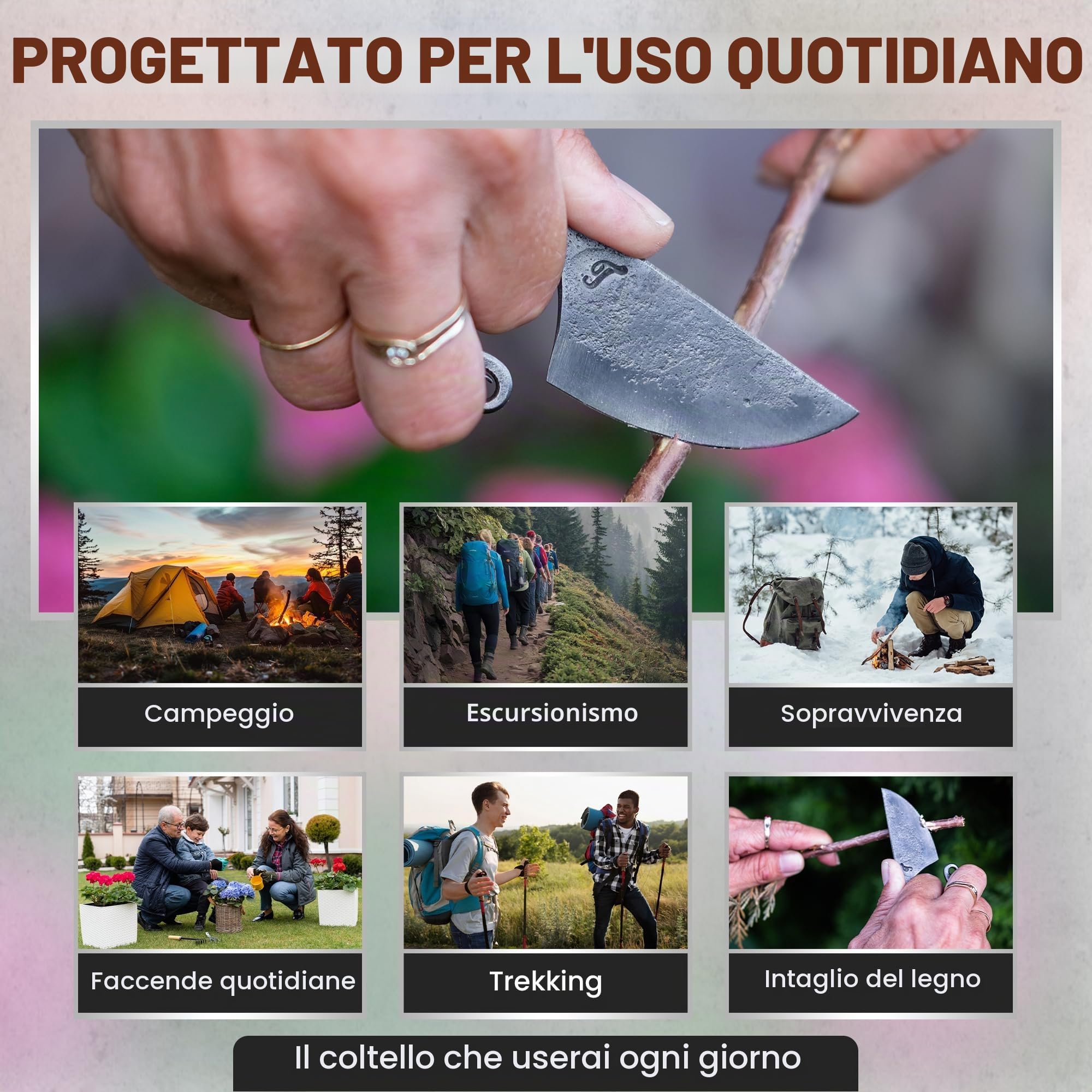 TOFERNER Coltello da caccia a lama fissa Coltello in acciaio Celtico – Forgiato a mano & Vintage Look – Lama a punta ultra affilata – Inclusa custodia in vero cuoio
