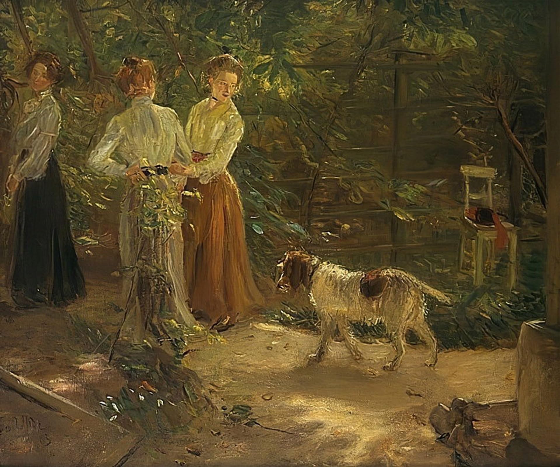 SERENDIPITP Abstract Painting Mural Print Picture Wall Decor Painting the Garden Path by Fritz Von Uhde Vintage Wall Artwork for Home Decor 60x90cm