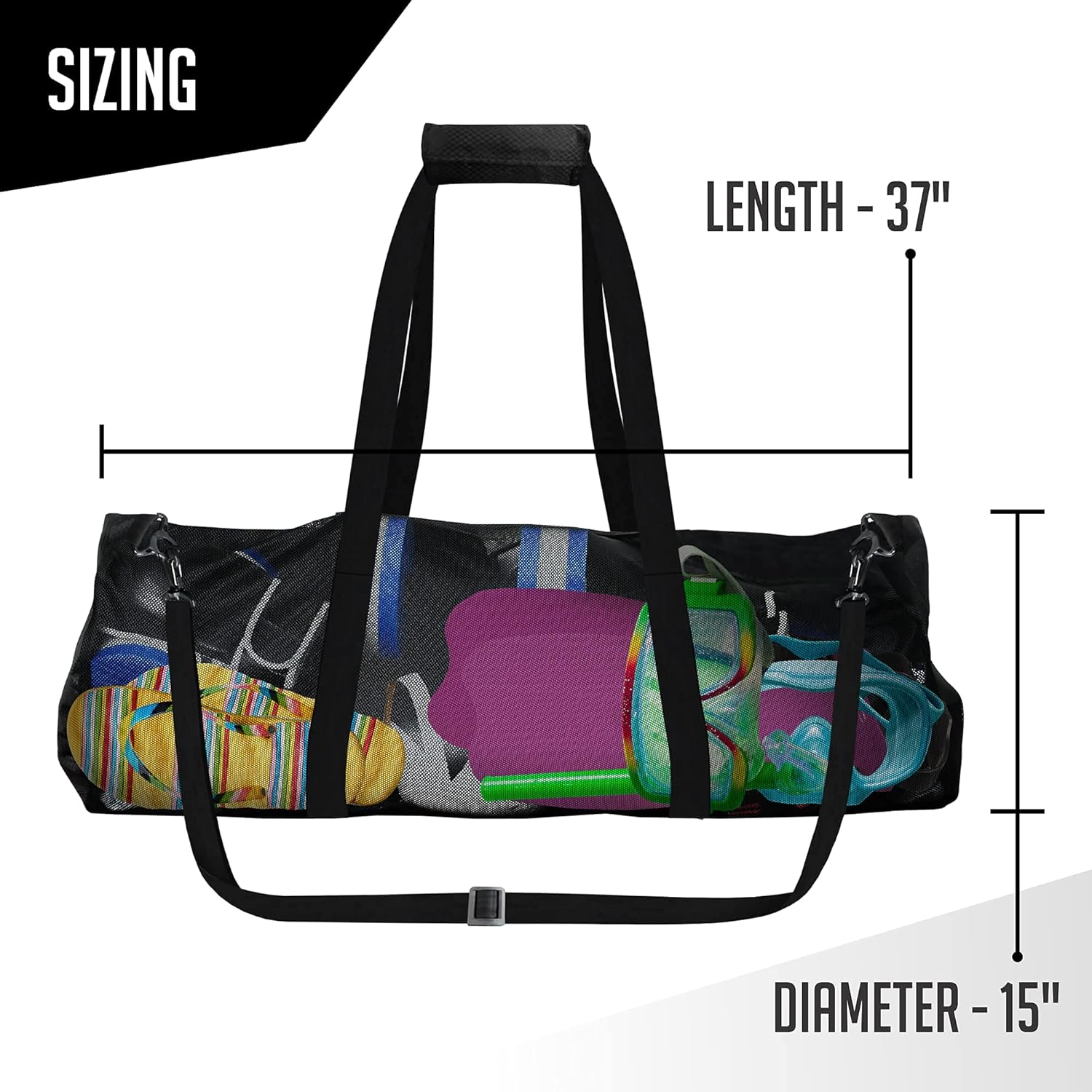 RIMSports Mesh Duffle Dive Bag - Scuba Bag for Diving Equipment - Foldable Diving Bag with Side Pockets and Quality Zippers - Heavy Duty Mesh Bag for Diving, Sports, Gym and Storage : Sports & Outdoors