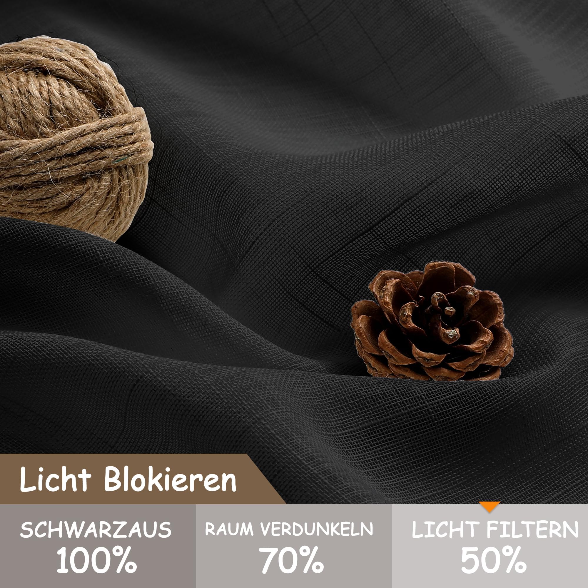 Cucraf Leinen Voile Vorhänge mit Ösen Lichtfilterung Gardine für Schlafzimmer Wohnzimmer – Bild 4