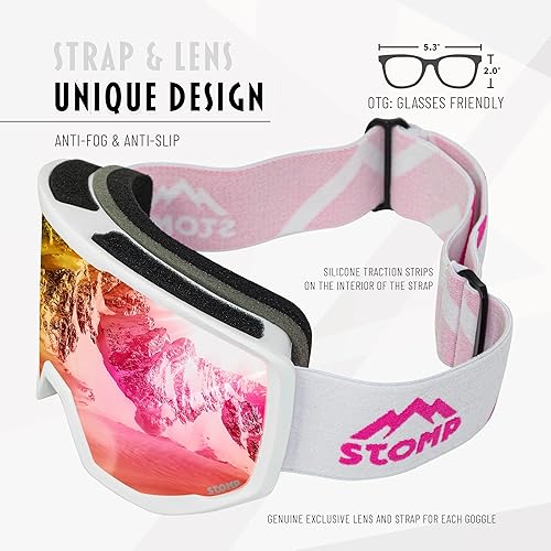 Miniatura 2 de STOMP Gafas de esquí y snowboard 100% protección UV400, lentes reemplazablescorreas para hombres, mujeres y jóvenes
