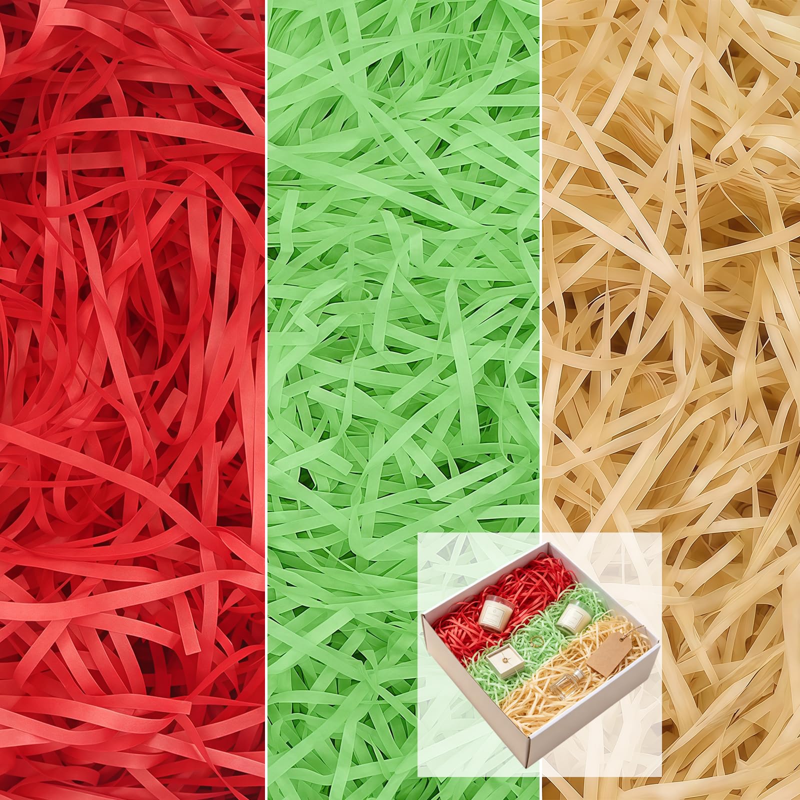 300g Christmas Shredded Tissue Paper Red Gold Green for Gift Boxes Hampers