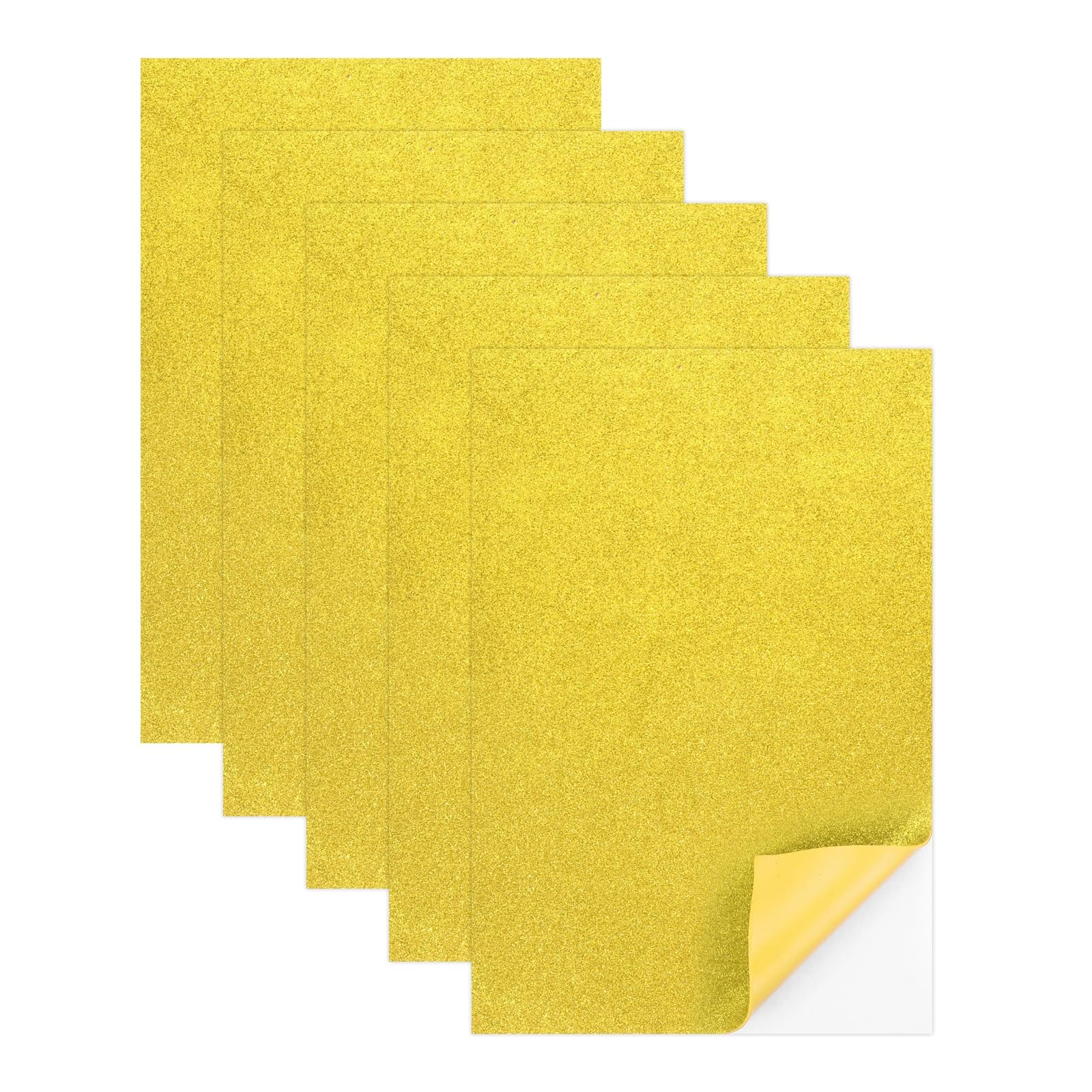 sourcing map 5 Sheets Yellow Shiny Foam Sheets with Adhesive Backing, 8x12Inch Self-Adhesive Shiny EVA Foam Sheets Sticky EVA Paper Stickers for Art Crafts Projects, DIY Party Decoration