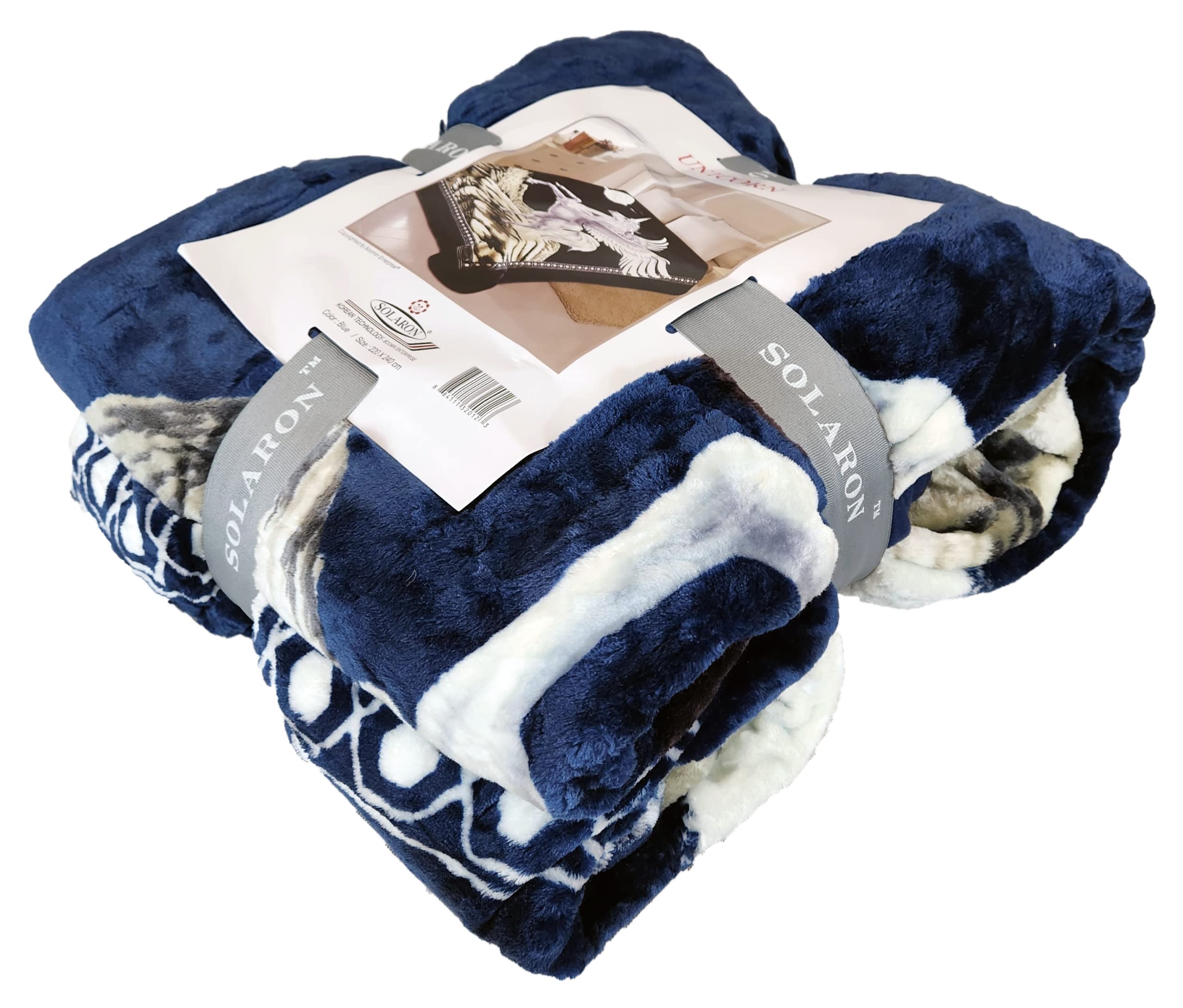 SOLARON Queen Blanket Soft Extra Large for Fall Winter Spring All Season Cozy Warm 430GSM Medium Weight Thermal Thick Flannel Fleece for Couch Bed Sofa 88 x 95 inches (Unicorn Blue, 1)