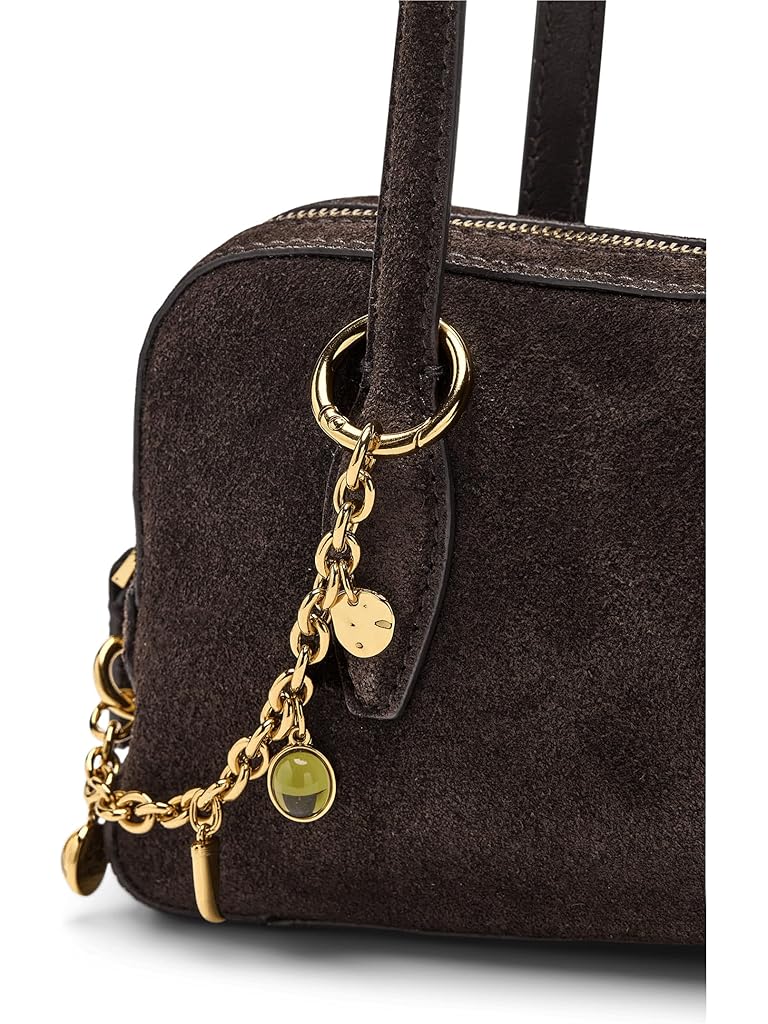 Brown Madewell Suede Mini E/W Satchel Shoulder Charm