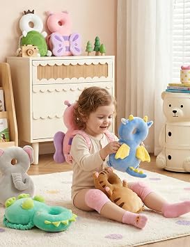 JunNeng Baby Head Protector Backpack for 3 Knee Pads + 3 Socks, Butterfly