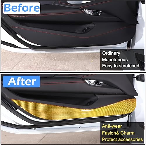 Miniatura 9 de CHEAYAR Kit antipatadas de fibra de carbono real 3D suave para el interior de la puerta del auto compatible con Corvette C8 Stingray Z06 Z51 2020
