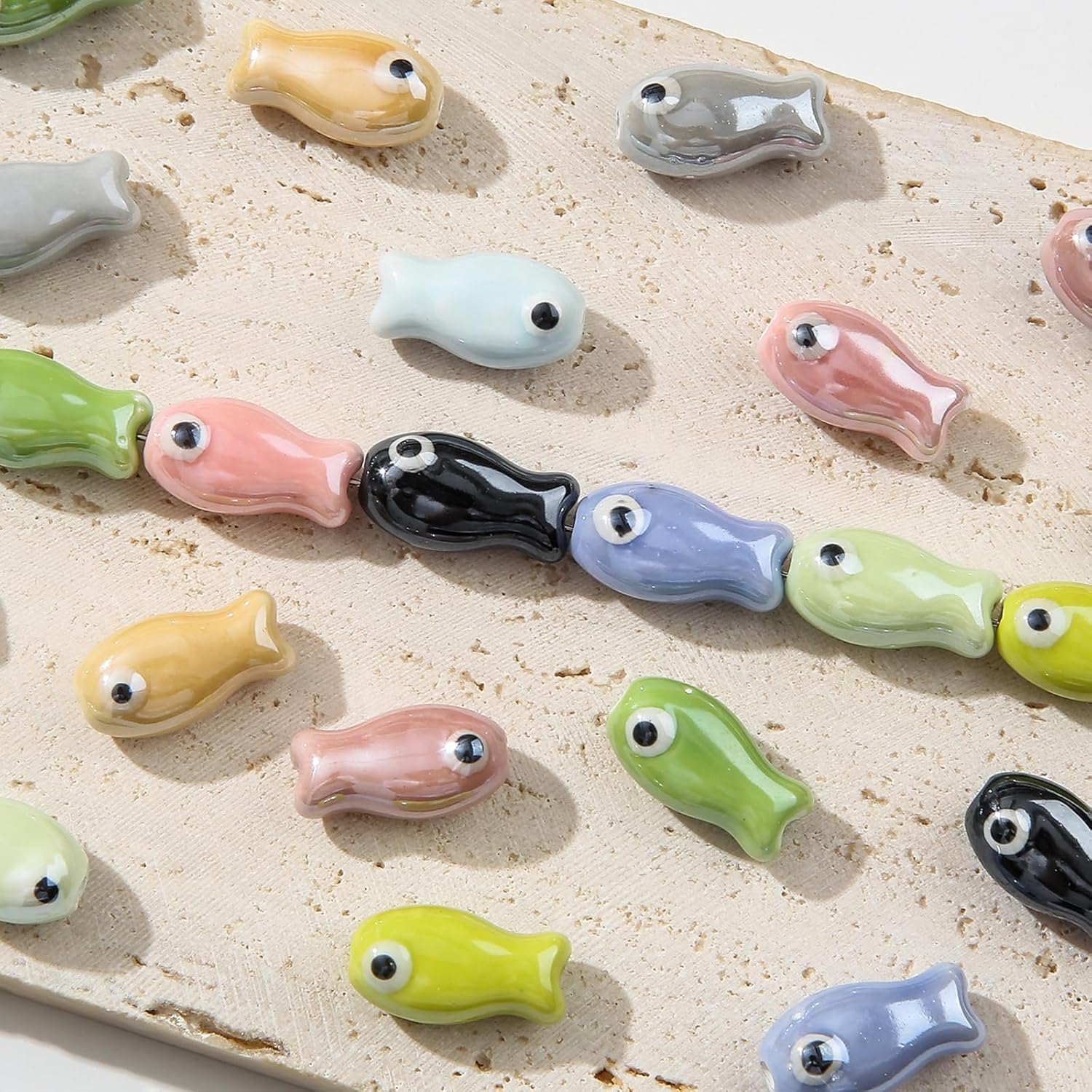 20pcs Fish Beads Ceramic Bead Animals Cute Beads for DIY Jewelry Making (Fish) - Image 5
