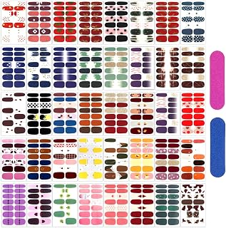 560 Pieces 40 Sheets Vibrant Color Full Nail Wraps Nail Polish Stickers Self-Adhesive Nail Art Decals Nail Polish Strips with Nail File for Women Girls DIY Nail Art Decoration