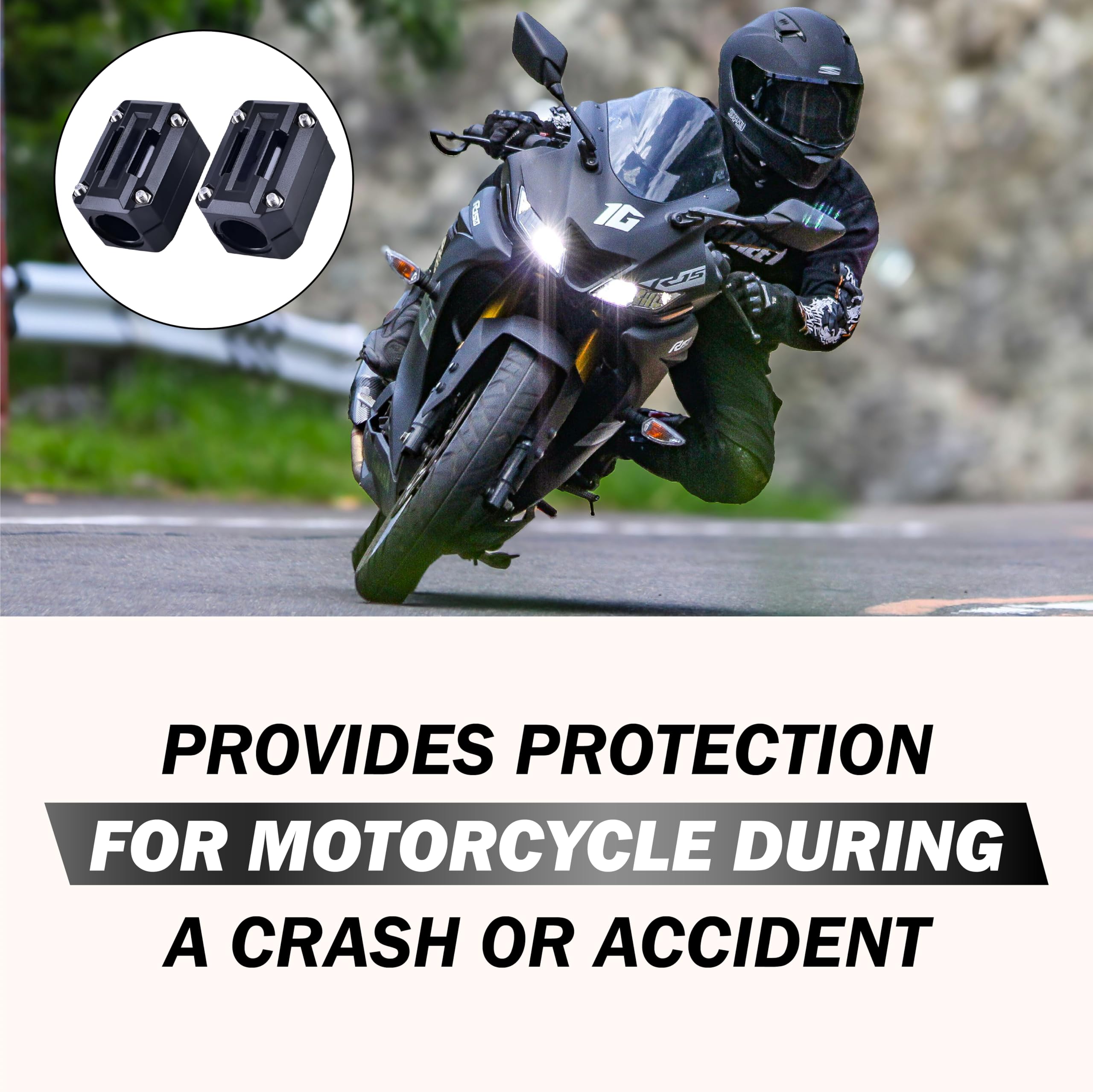 OBEROI'S TRADERS Universal Bike Crash Guard Frame Slider Blocks | Heavy Duty Shock Absorbing Sliders for Engine Protection | Compatible with All Motorcycles (Black) (Set of 1) - Image 4 thumbnail