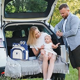 MoreFeel Collapsible Baby Bathtub for Newborn with Thermometer & 1 Hooded Towel & 1 Soft Floating Cushion,Portable Travel Bathtub with Drain Hole, Durable Foldable Baby Tubs for Infants to Toddler