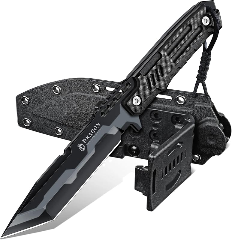 Fixed Blade Knife - Outdoor Survival Gift Men Black | Knife for Camping Hiking Birthday Gift Men