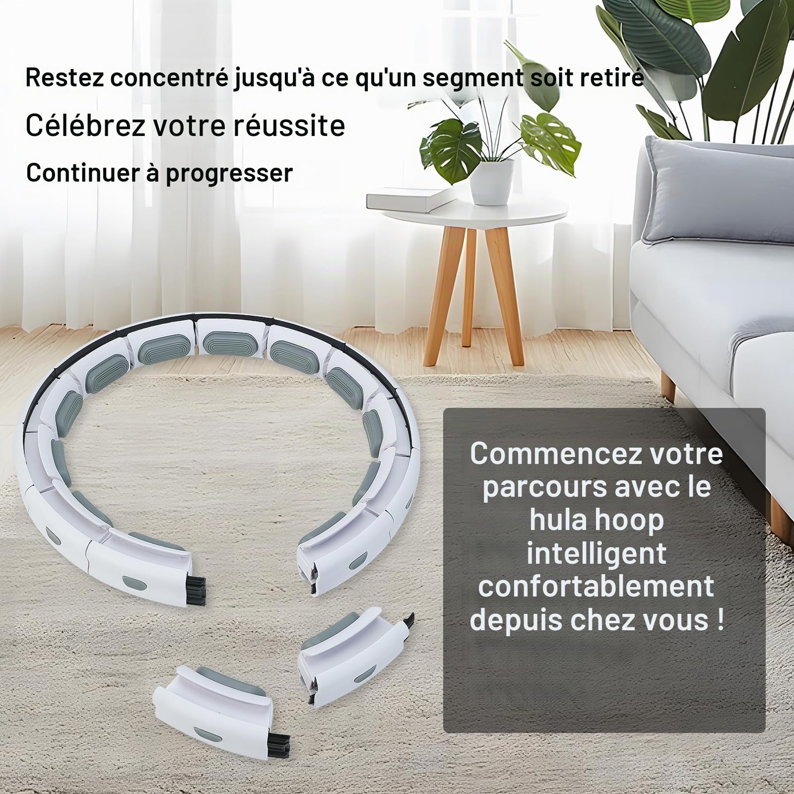 Hula Hoop Fitness, Calme Cerceau Hula Hoop, Minceur Intelligent Hoola Hoops avec Compteur, 16 Segments, pour Débutants, Adulte Perte de Poids