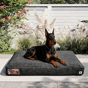 Sytopia 42 Inch Indestructible Dog Beds for Large Dogs, Chew Proof Durable Dog Bed, Great Gift for Pets with Waterproof Machine Washable Removable Cover, Indoor, Outdoor, Crate, Patio Use (Black)