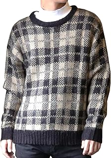 [valletta] バレッタ ニット セーター クルーネック チェック柄 長袖 クルーニット ニットソー カジュアル 秋冬 ファッション メンズ