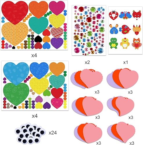 Miniatura 6 de PETCEE Calcomanías de corazón para el día de San Valentín para niños kits de manualidades de corazón adornos de corazón de San Valentín manualidades