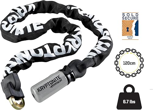 Miniatura 4 de Kryptonite Kryptolok 912 - Candado de cadena de bicicleta de 4 pies de largo, cadena de acero de 0.354 in de largo, resistente, antirrobo, vendido,