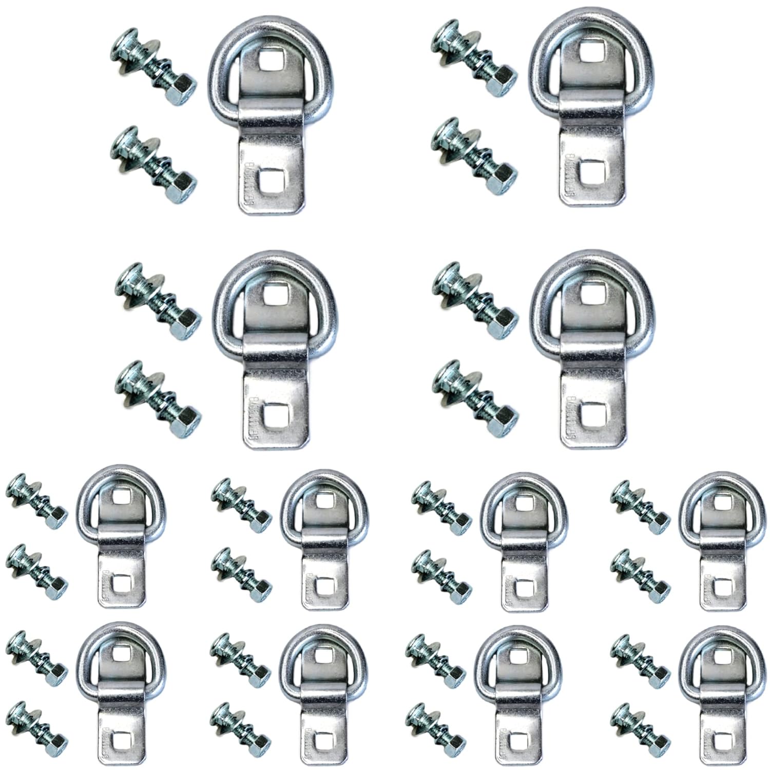 (Pack of 16) 3/8 Bolt On Surface D Ring Tie Down Mount B/S 5,000lbs with 32PCS 3/8" x 2-1/2 inch Carriage Bolt Included