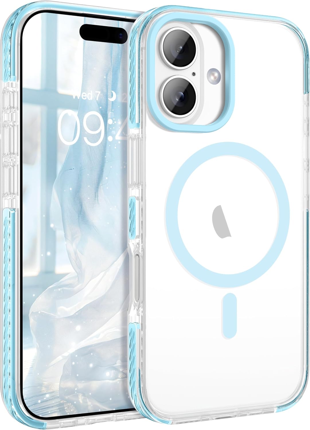 BENTOBEN Magnetic for iPhone 17 6.3" Case, Compatible with Magsafe Military Shockproof Protective Bumper Cute Transparent Slim Anti-Yellowing Women Girl Men Phone Case for iPhone 17 Cover, Clear Blue