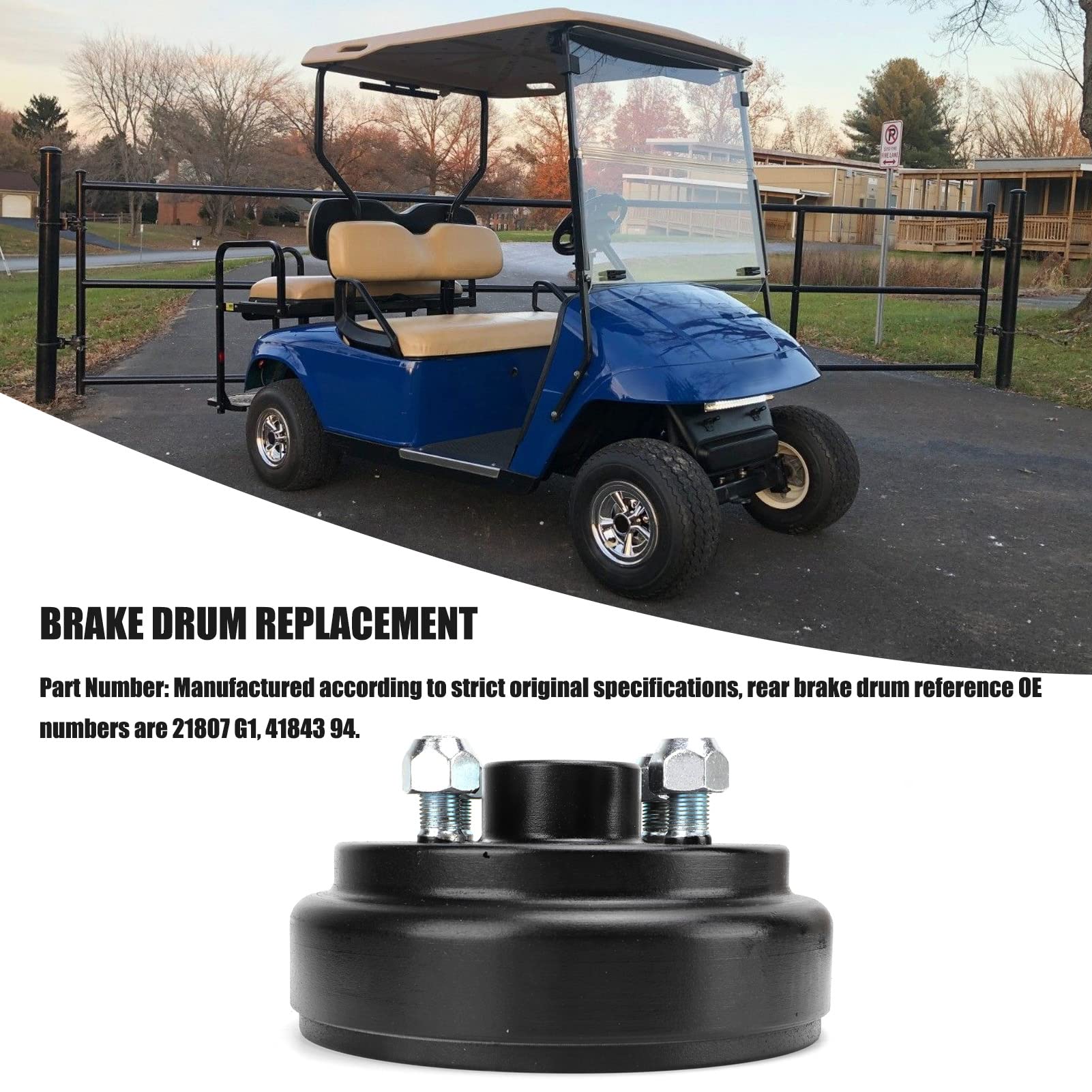 Reemplazo de Tambor de Freno Trasero de Metal para Carros de 4 Ciclos EZGO Gas TXT RXV MPT 800 1200 Marathon, OE 21807 G1