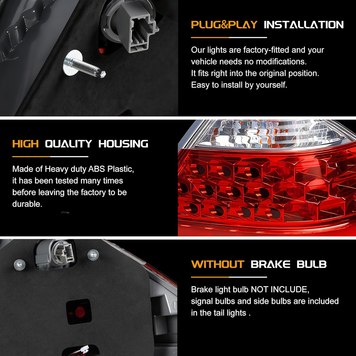 Tail Light Assembly Compatible With 2006-2007 Honda Accord Sedan (Right Passenger Side), Replace 33501-SDA-A32
