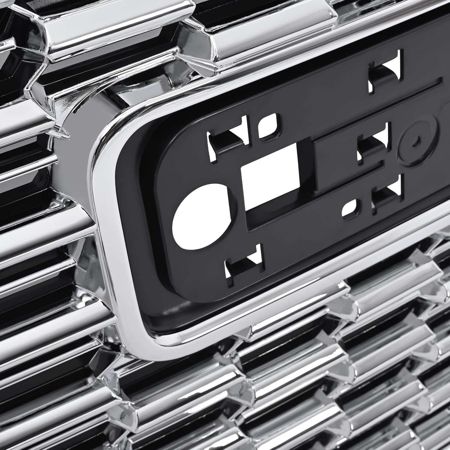 KUAFU Front Bumper Grille & Hood Molding Compatible with 2021-2024 GMC Yukon/Yukon XL Honeycomb Grill and Hood Molding Trim Plastic(ABS) Chrome