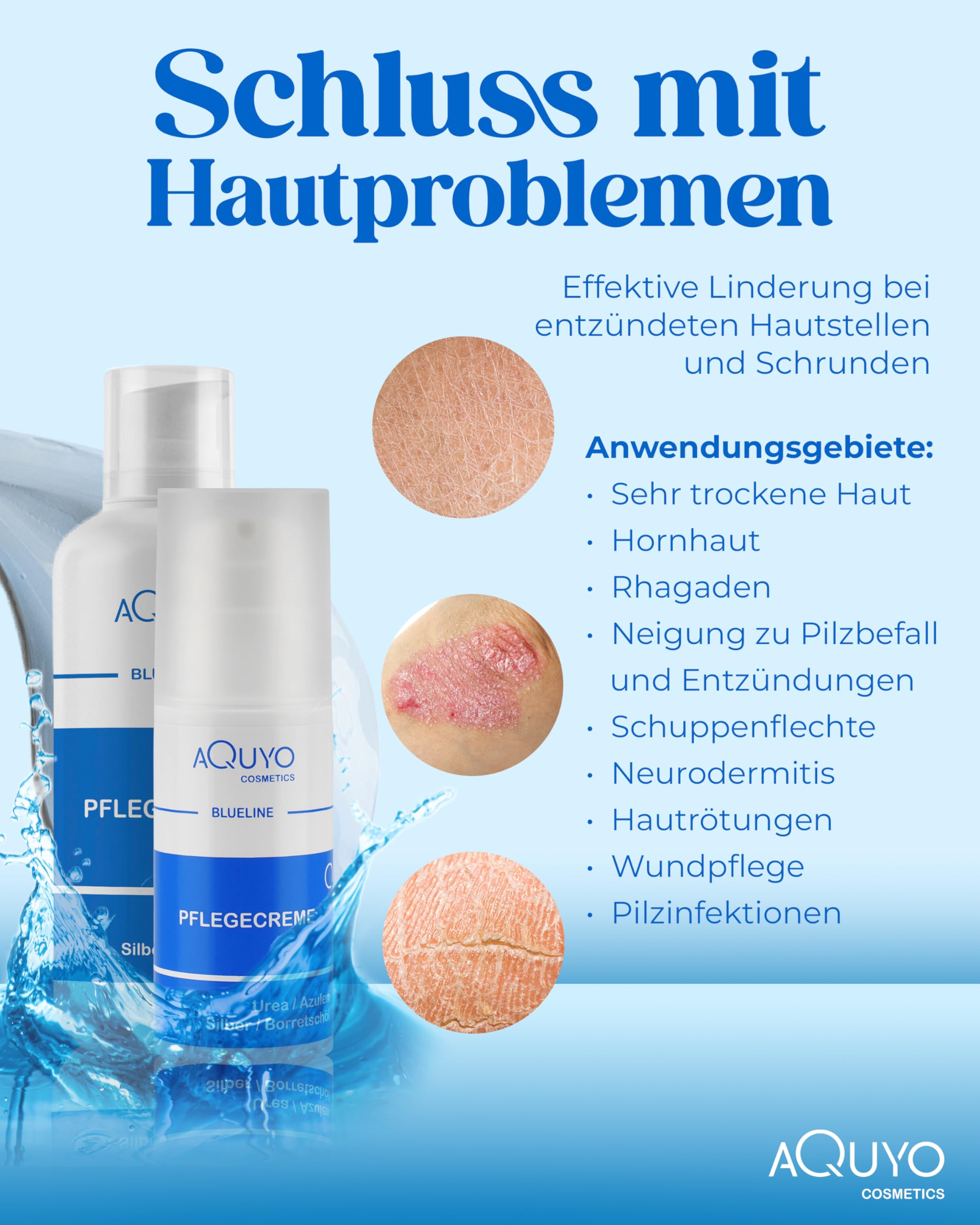 Blueline Creme bei Ekzem, Neurodermitis & Hautausschlag | Körpercreme für trockene, unreine Haut | Pflegecreme bei Juckreiz und Hautirritationen (500ml Spender) | ohne Parabene & Parfüm