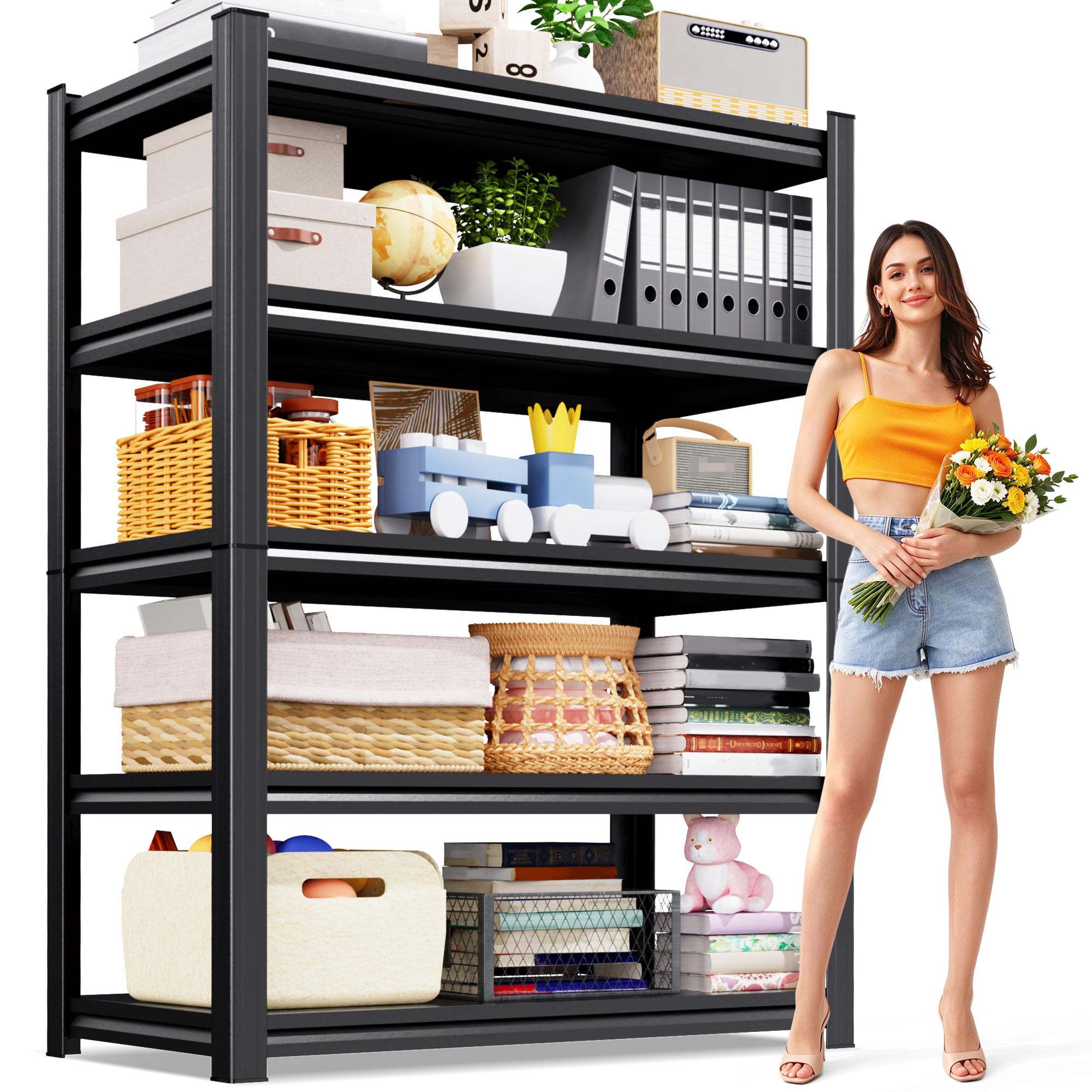 5 Tier Heavy Duty Garage Shelving, Adjustable Metal Rack, 35 x 16 x 71 in