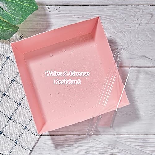 Miniatura 4 de Ocmoiy Cajas de embutidos de papel con tapas transparentes seguras paquete de 50 cajas cuadradas desechables de 4 pulgadas para postre con ventanas