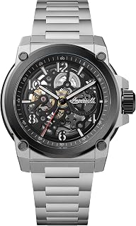 The Anvil Mens 46.5mm Automatic Watch with Black Dial and Silver Stainless Steel Bracelet Strap