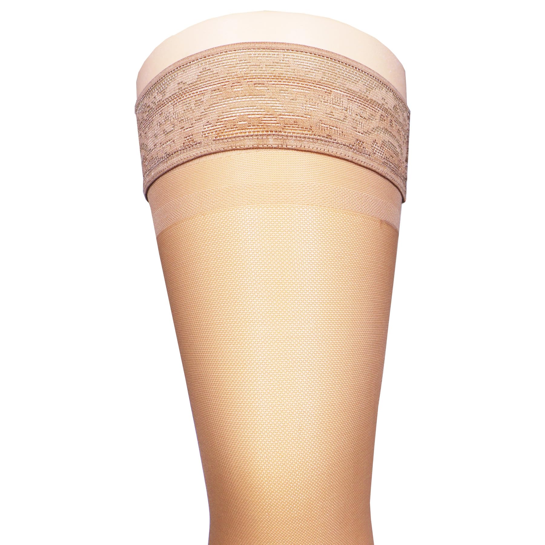 NuVein Sheer Compression Stockings for Women, 15-20 mmHg Support, Medium Denier, Thigh High, Closed Toe, Beige, X-Large