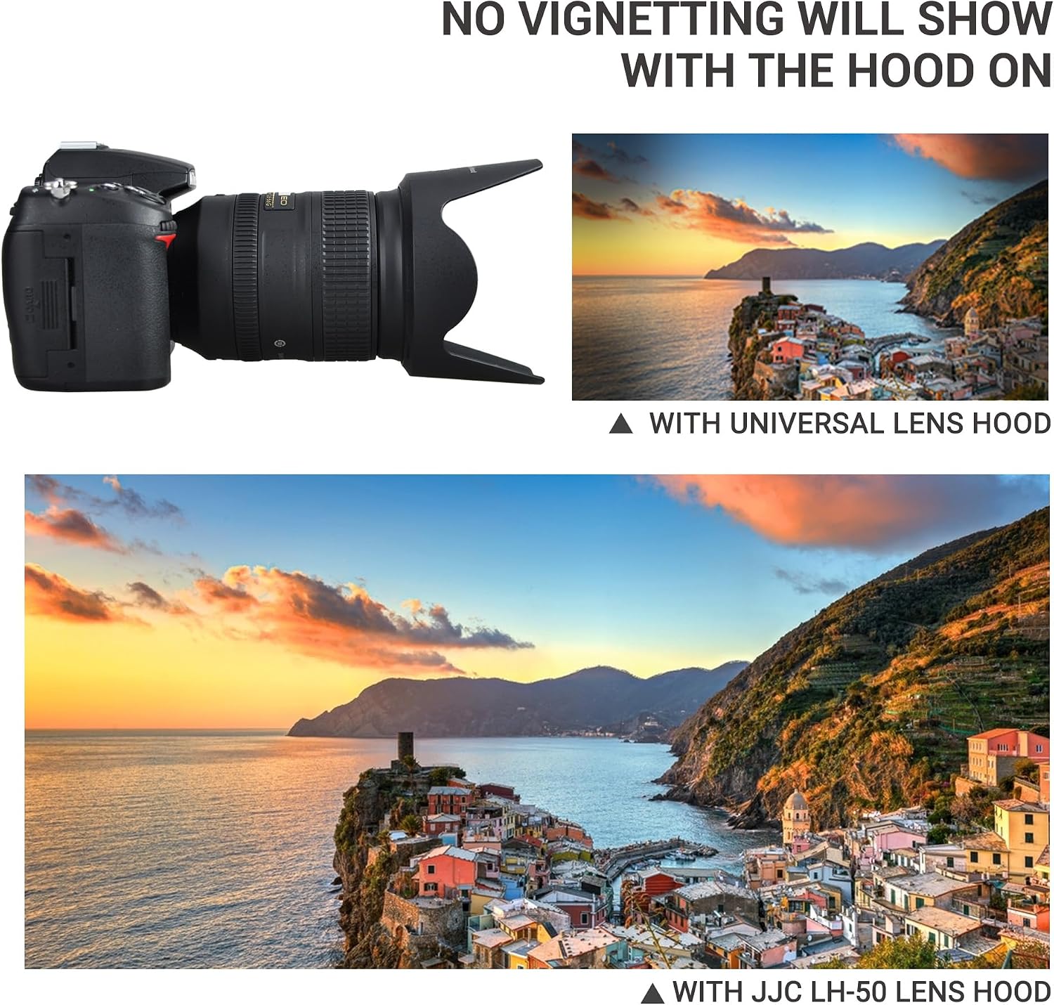 JJC HB-50 Lens Hood Reversible Lens Shade Cover for Nikon NIKKOR AF-S NIKKOR 28-300mm f/3.5-5.6G ED VR Lens, Replace Nikon HB-50 Lens Hood, Provide Lens with Extra Protector