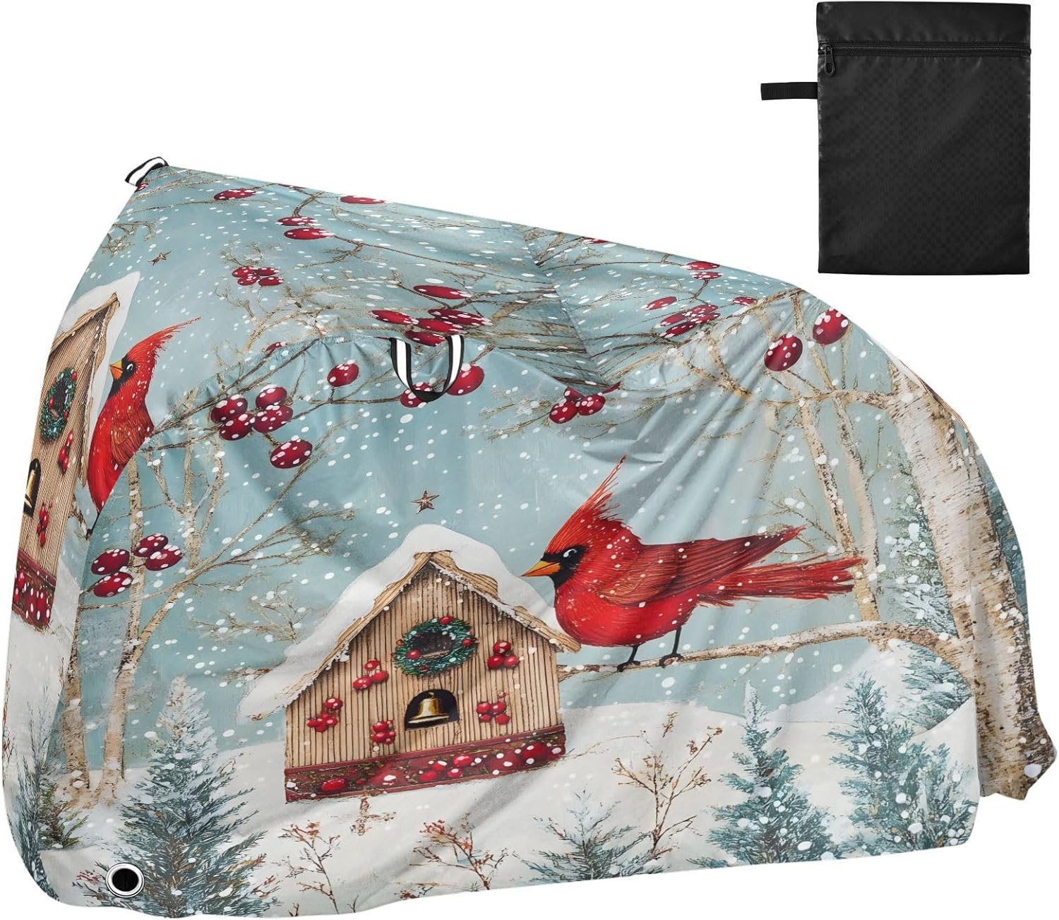 ALAZA Christmas Cardinal Bird Bike Cover Waterproof Outdoor Ebike Bicycle Covers Tarp Protection for 1/2 Bikes, Sun UV Dust Wind Proof