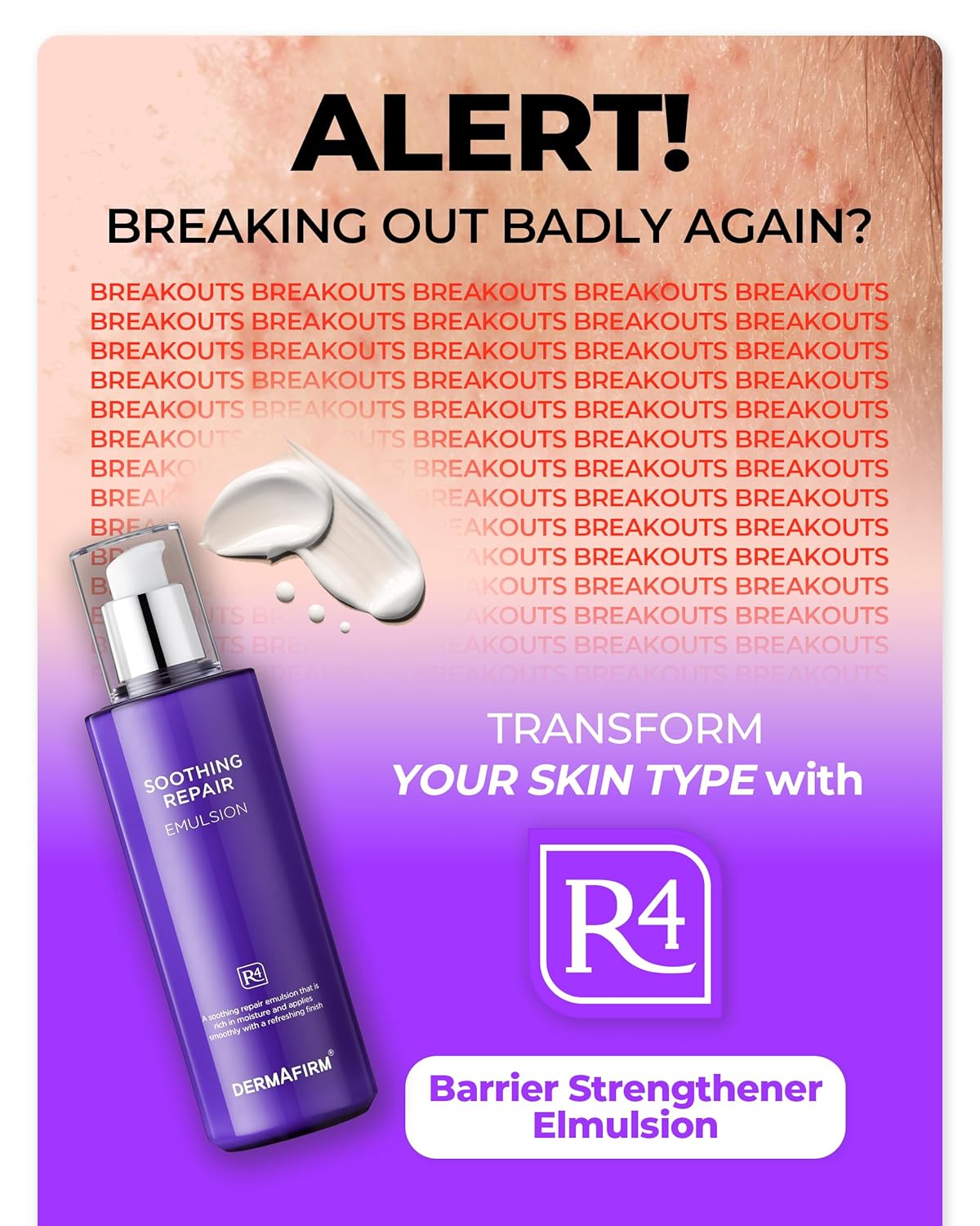 Dermafirm Soothing Repair Korean Emulsion Cream R4 | Daily Face Moisturizer Skin Care Emulsion with Eucalyptus, Peptide and Collagen | Gentle for All Skin Types No Animal Trials No Paraben 6.76 fl oz - Image 3