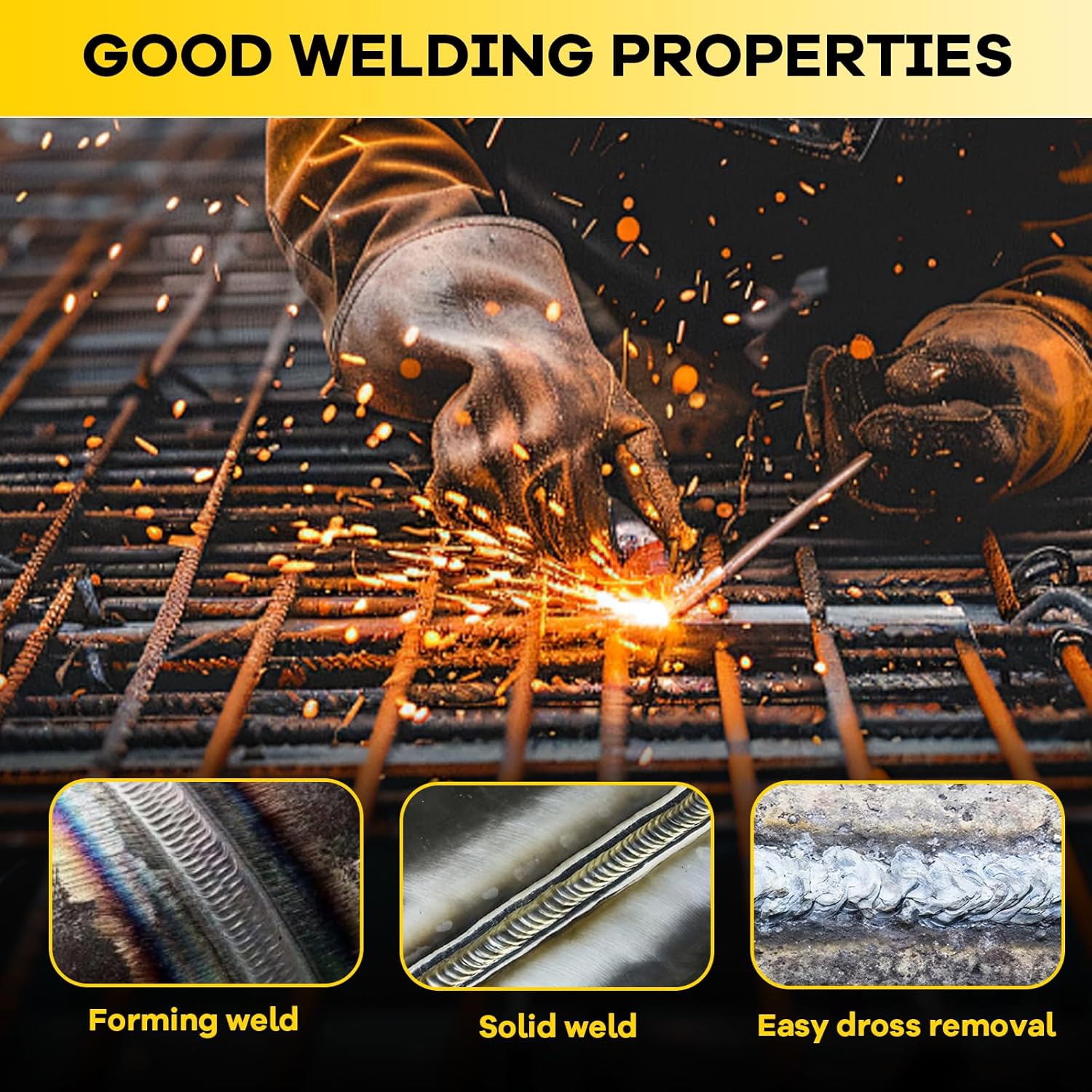 E6011 Welding Rods 1/8" 4.4LB - Carbon Steel Stick Electrodes with Low Spatter & Easy Slag Removal for ARC Welding, Home Repair, Construction