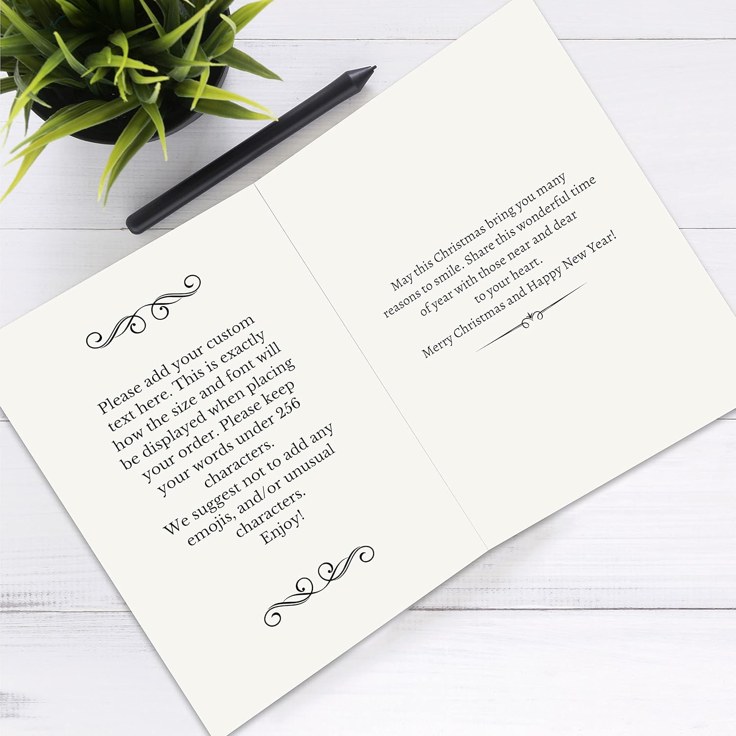 Personalized Christmas Card Custom Your Photo Image Upload Your Text Greeting Card, Christmas Holiday (Pack of 12)