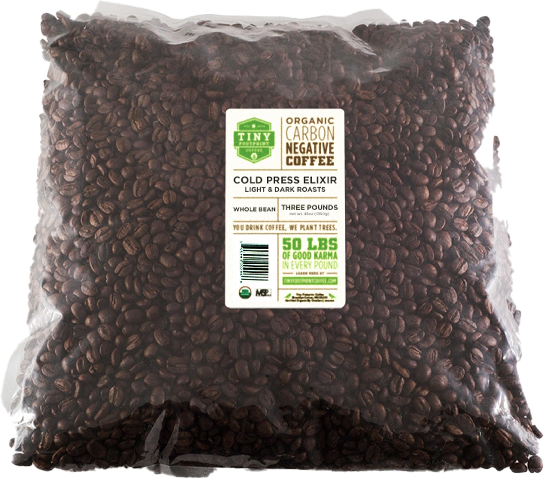 - Tiny Footprint Coffee - Organic Cold Press Elixir Cold Brew | Blend of Light & Dark Roasts, Whole Bean Coffee | Fair Trade, Shade Grown & Carbon Negative | 3 Pounds