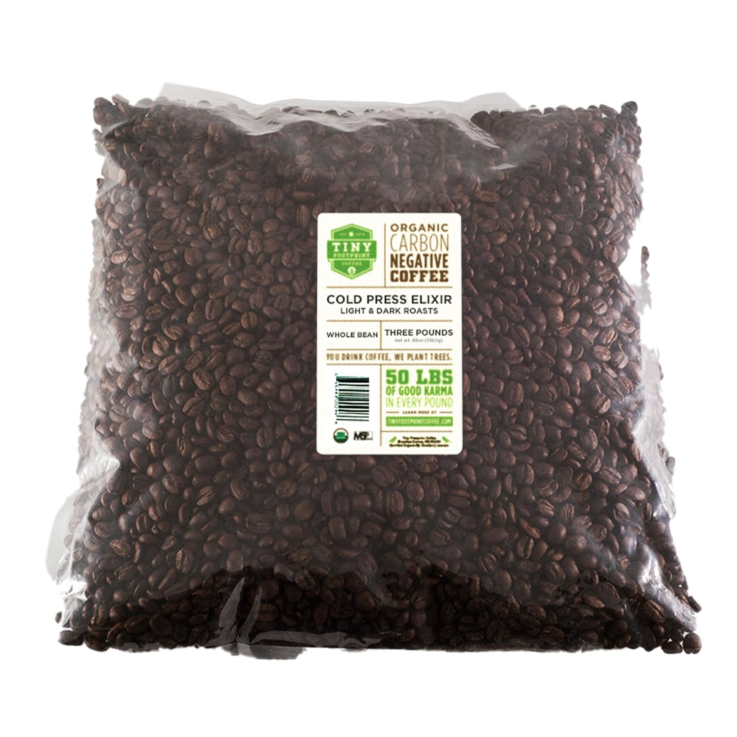 Tiny Footprint Coffee – Organic Cold Press Elixir Cold Brew | Blend of Light & Dark Roasts, Whole Bean Coffee | Fair Trade, Shade Grown & Carbon Negative | 3 Pounds