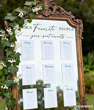 Wedding Seating Chart Decal - Welcome to Our Wedding Mirror Decal, Seating Chart Board Black