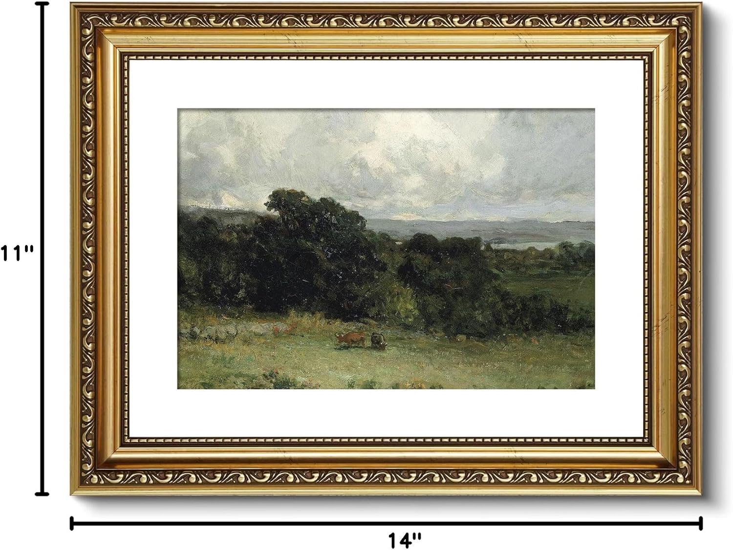 ARPEOTCY Vintage Gold Framed Wall Art, 11x14 Inch Pastures Landscape Retro Picture Paintings, Antique Canvas Artwork, Victorian Picture Photo Frame Wall Decor for Gallery Bathroom Bedroom