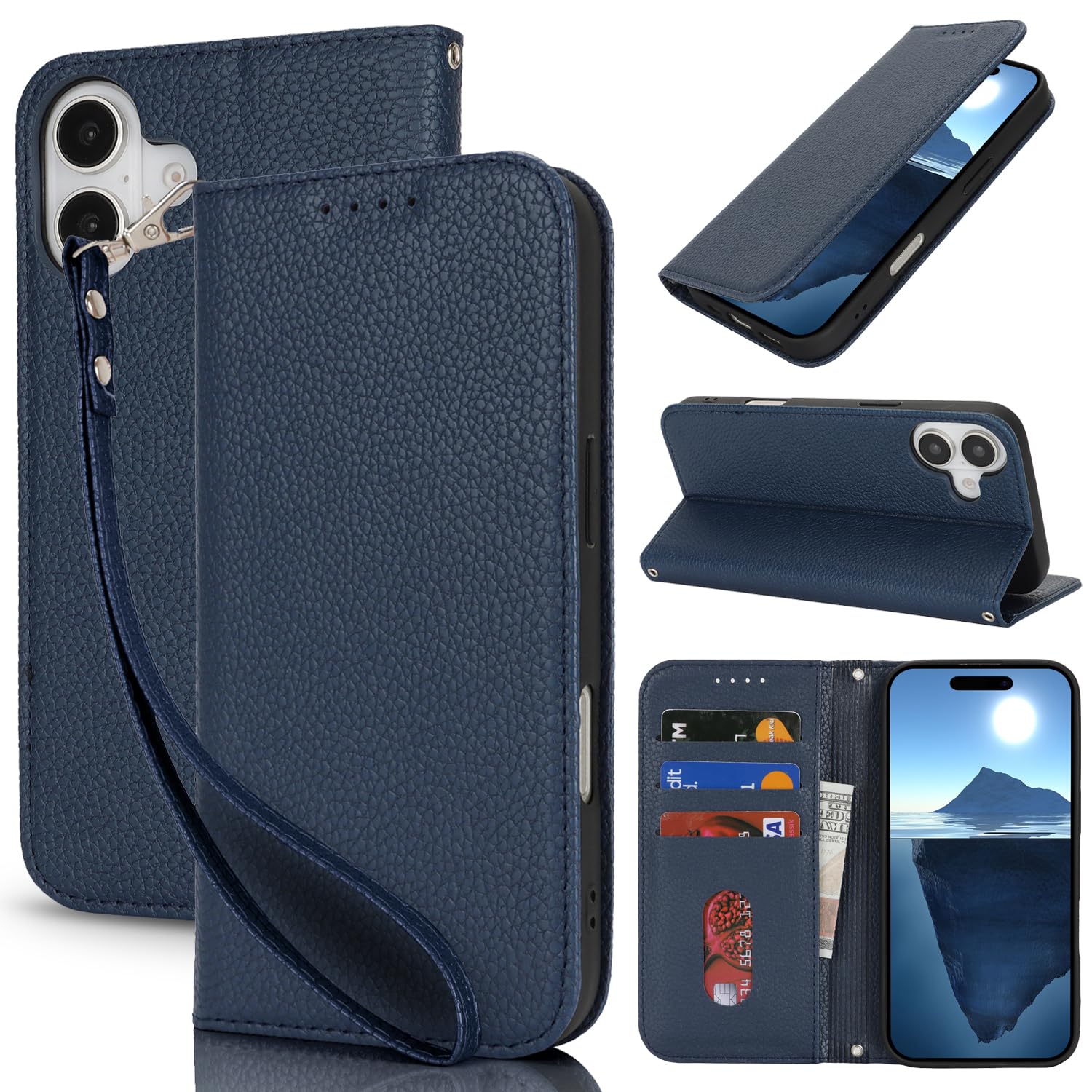 VQWQ Custodia per iPhone 15 Pro 6.1, Cover a Portafoglio in Pelle PU Slot per Schede Libro Antiurto Supporto Cavalletto Flip Case Wallet Contanti Metallo Chiusura per Maschio Donna -[BKS]-Purple