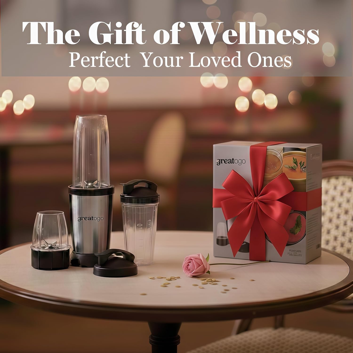 Compact Personal Blender for Smoothies & Shakes, 2-in-1 Bullet Blender and Grinder with 11-Piece Set, 2×24oz To-Go Cups + 10oz Grinding Cup, Ice Crushing, BPA-Free, Dishwasher Safe,Ideal Gift