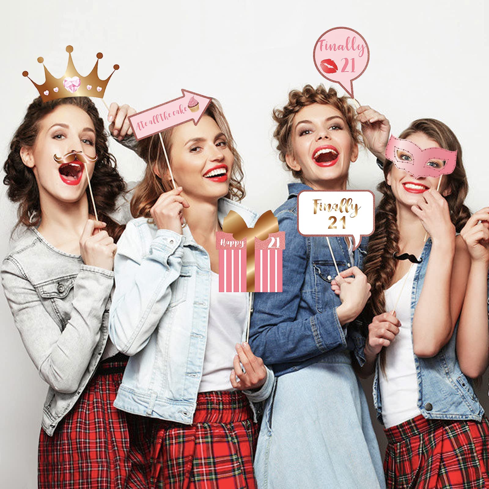 21st Birthday Photo Booth Props, Black and Gold Glitter (digital